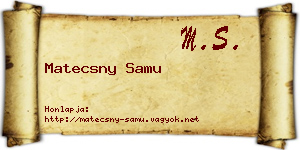 Matecsny Samu névjegykártya